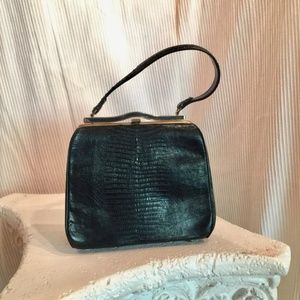 Snake Skin Structured Handbag with Top Handle circa 1950s